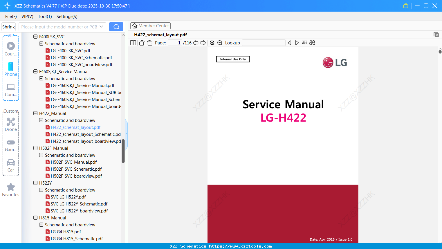 LG H422_schemat_layout